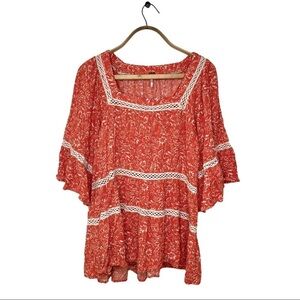 Free People Boho Peasant Flowy Floral Top